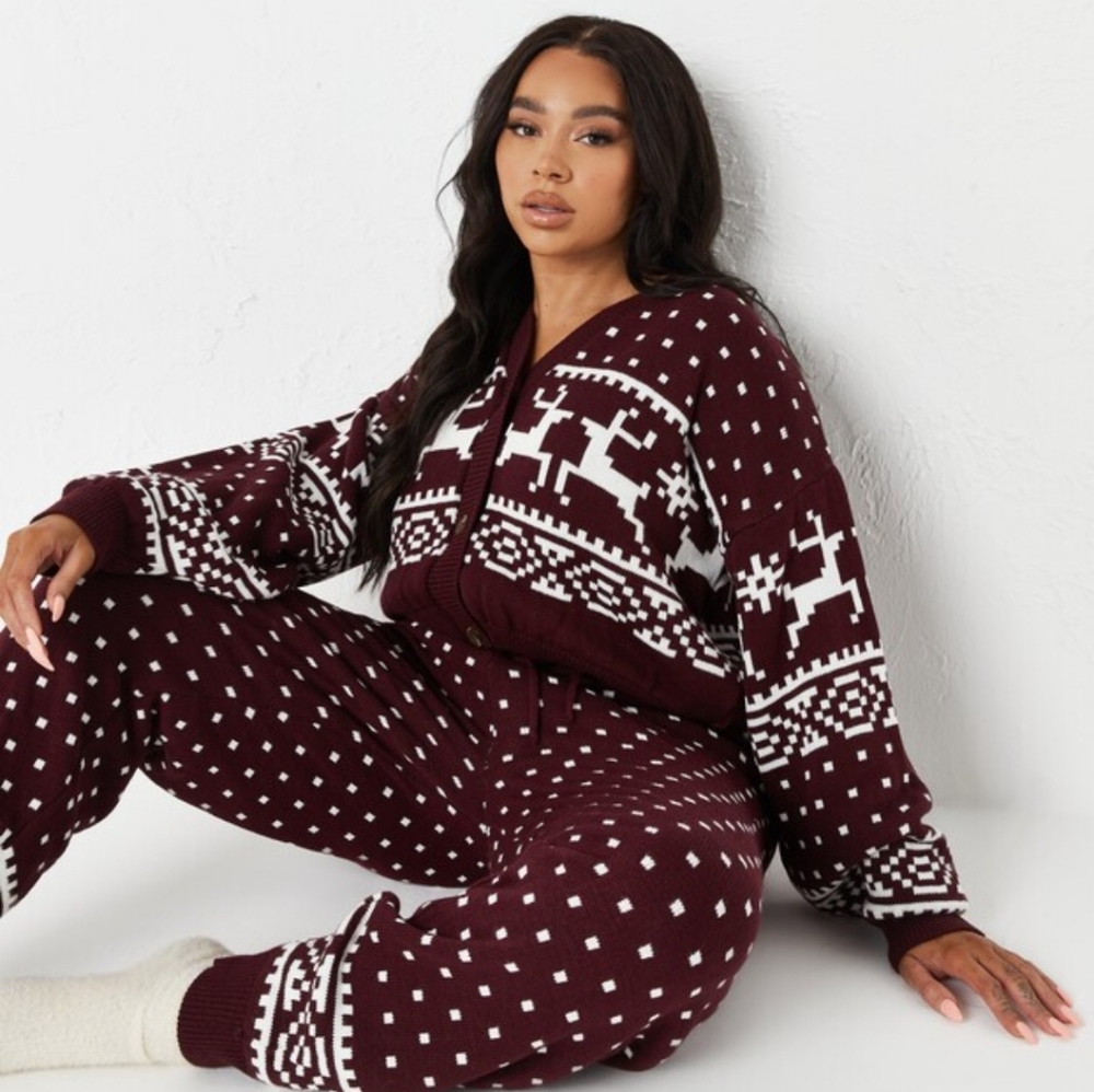 NWT MISSGUIDED super cozy reindeer coordinated set